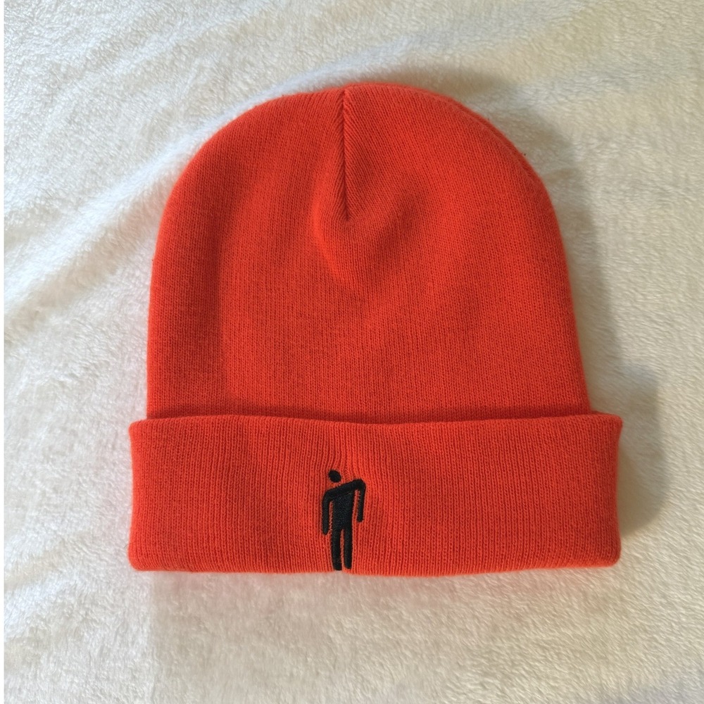 Billie Eilish Blohsh Neon Orange Cuffed Beanie Hat Official Merch Streetwear